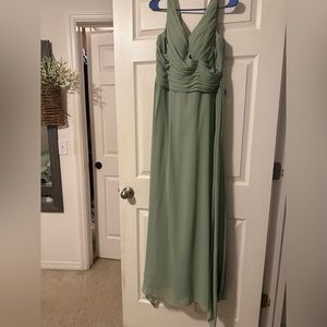 Elegant dusty sage bridesmaid dress